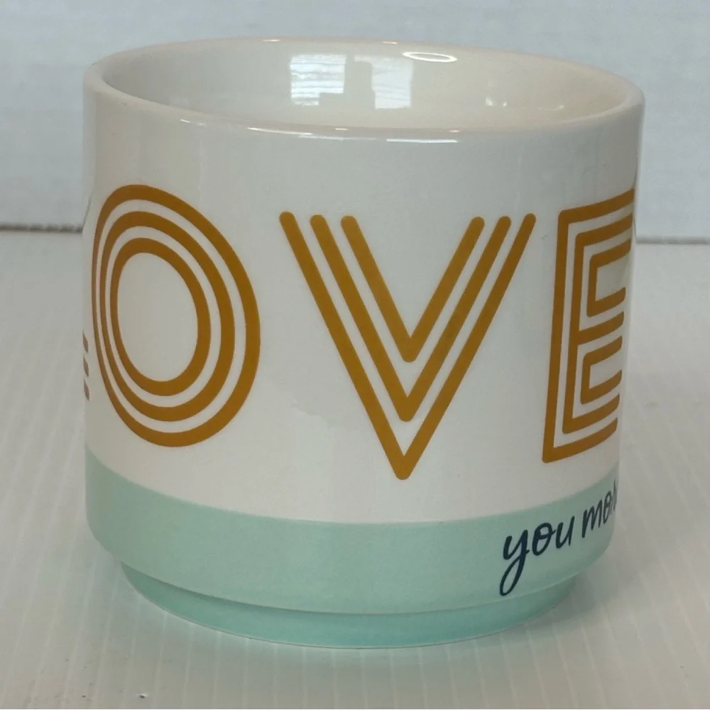 Hallmark “LOVE you more” Coffee Mug Cup 14 oz White, Gold, Teal, Black Handle - Picture 4 of 9